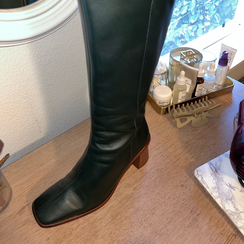 ALOHAS East Knee High Leather Boot- Dark Green - Picture 4 of 8